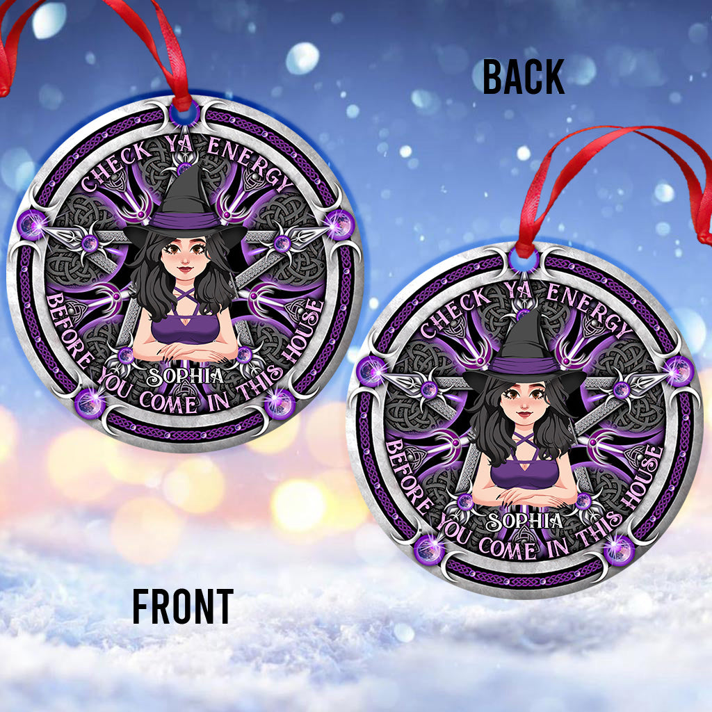 Check Ya Energy - Personalized Witch Ornament