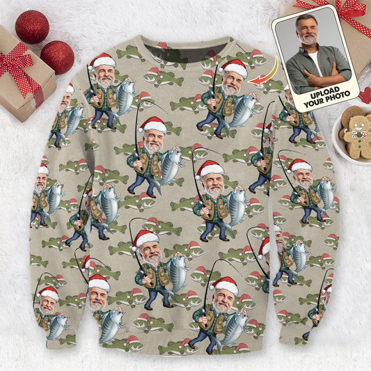 Fishing Christmas - Personalized Fishing Ugly Sweater
