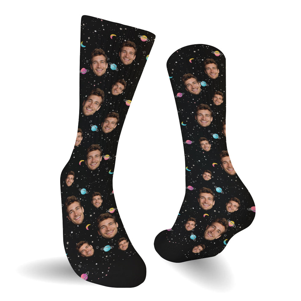 Chaussettes personnalisées pour oncle - Face personnalisée Galaxy