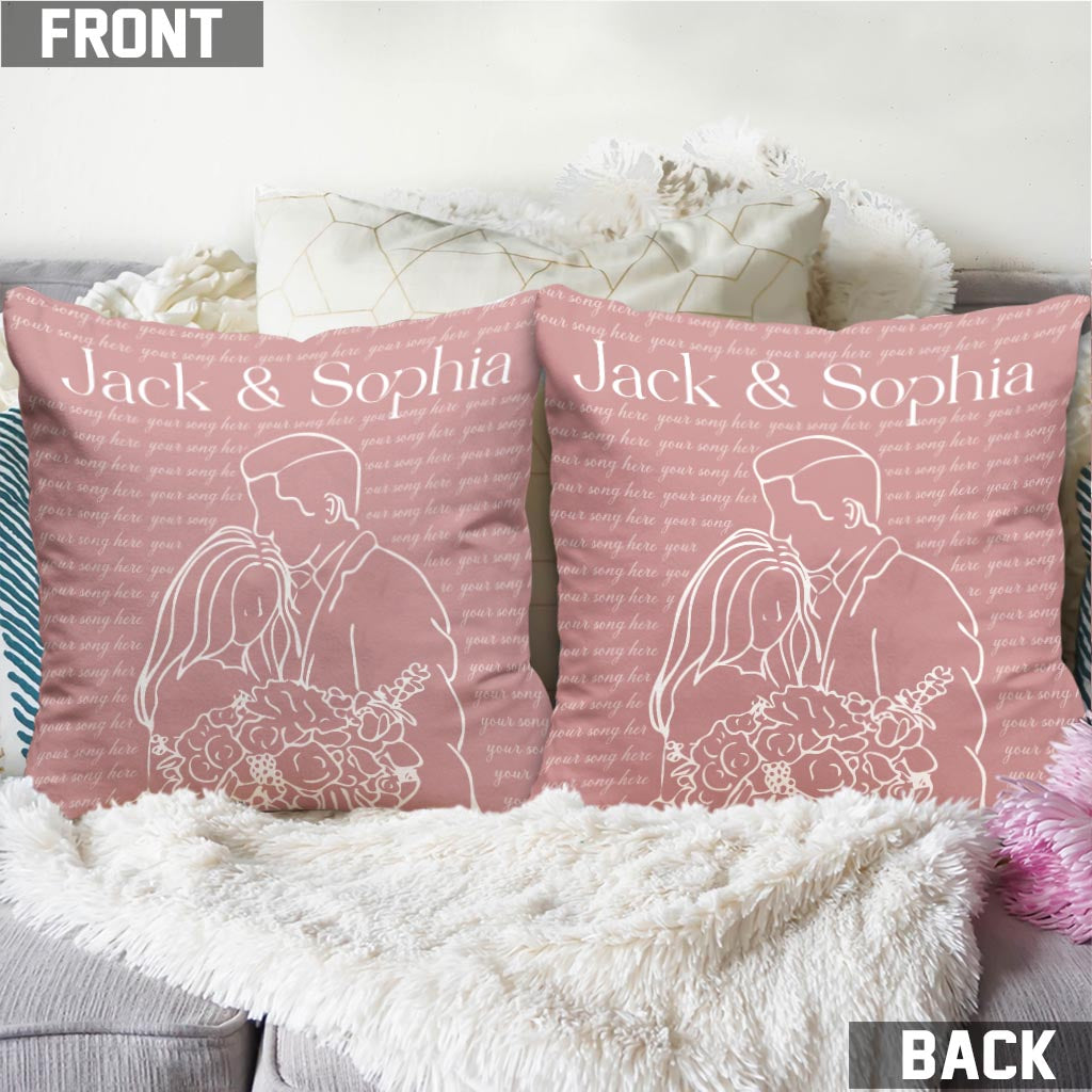 Wedding Song Lyrics Print - Personalized Husband And Wife Throw Pillow