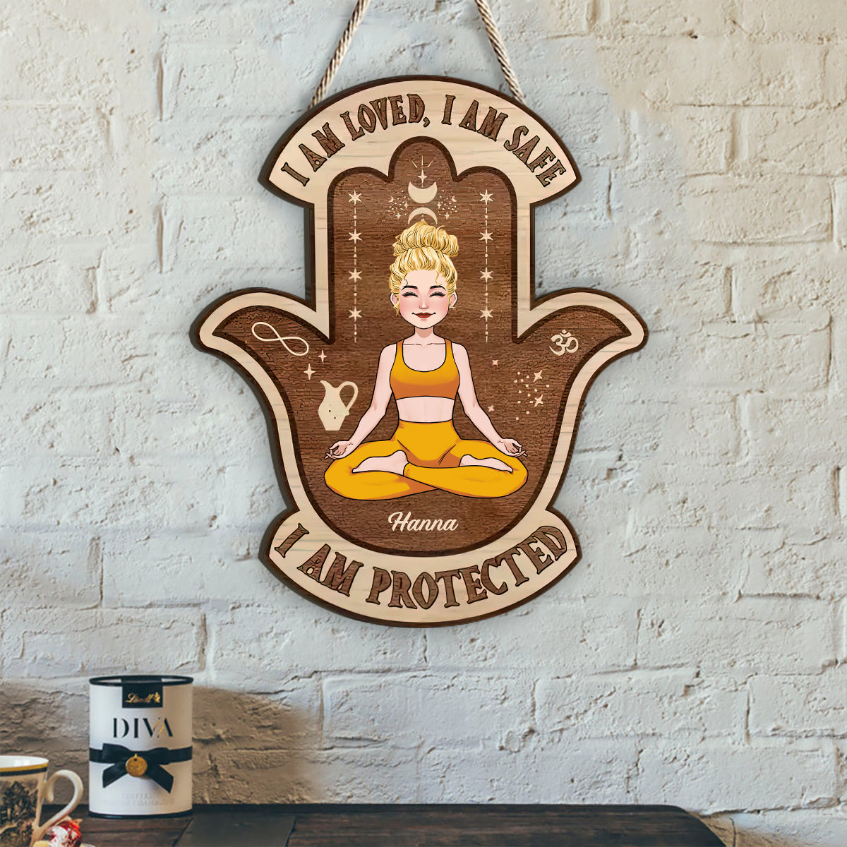 I Am Loved I Am Safe - Personalized Yoga Wood Sign