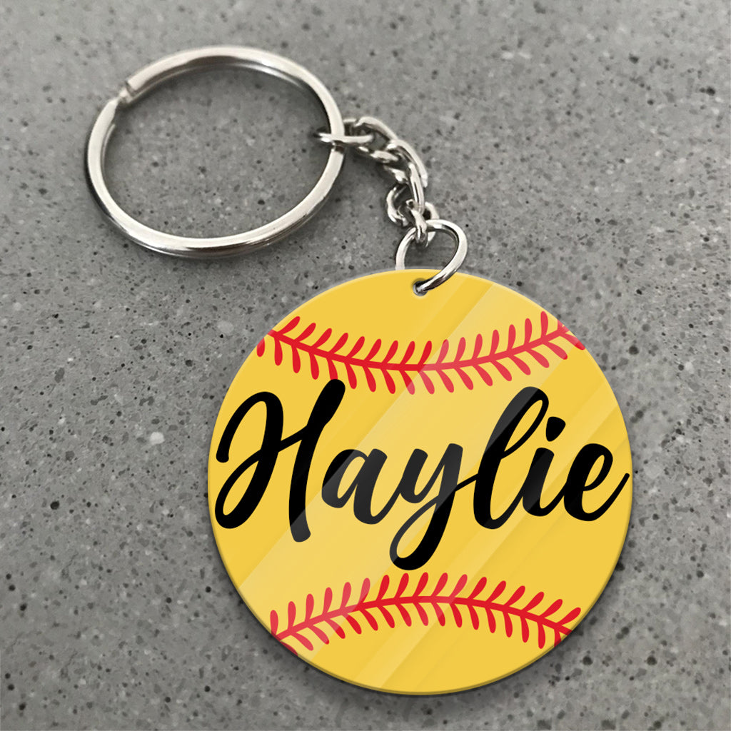 Porte-clés softball personnalisé « Amoureux du baseball »
