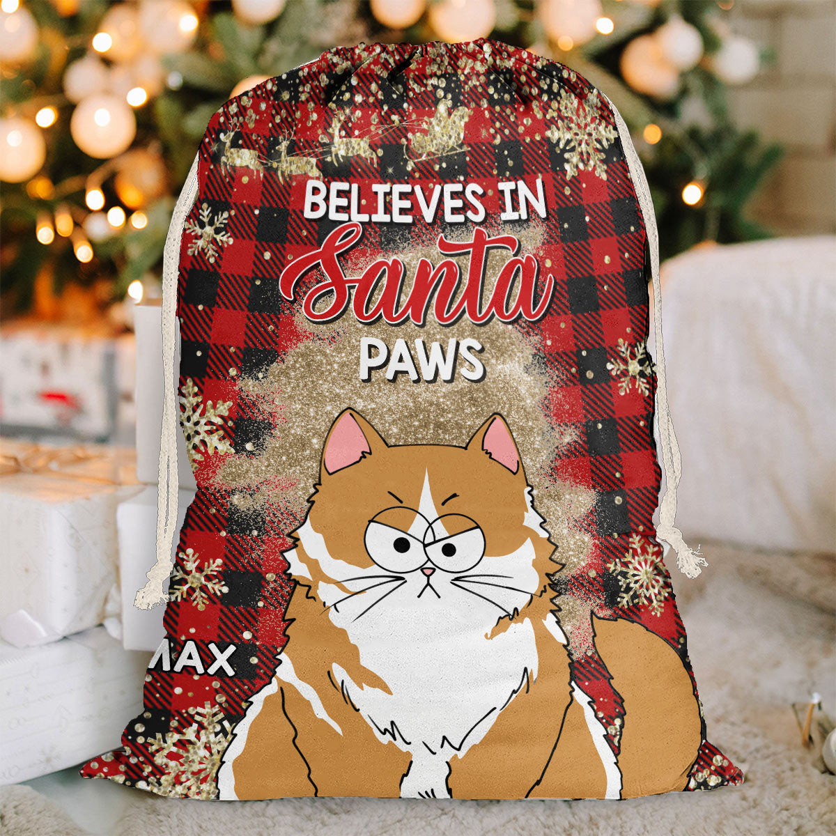 Glaubt an Weihnachtsmannpfoten – Personalisierte Katzen-Weihnachtsgeschenktüte