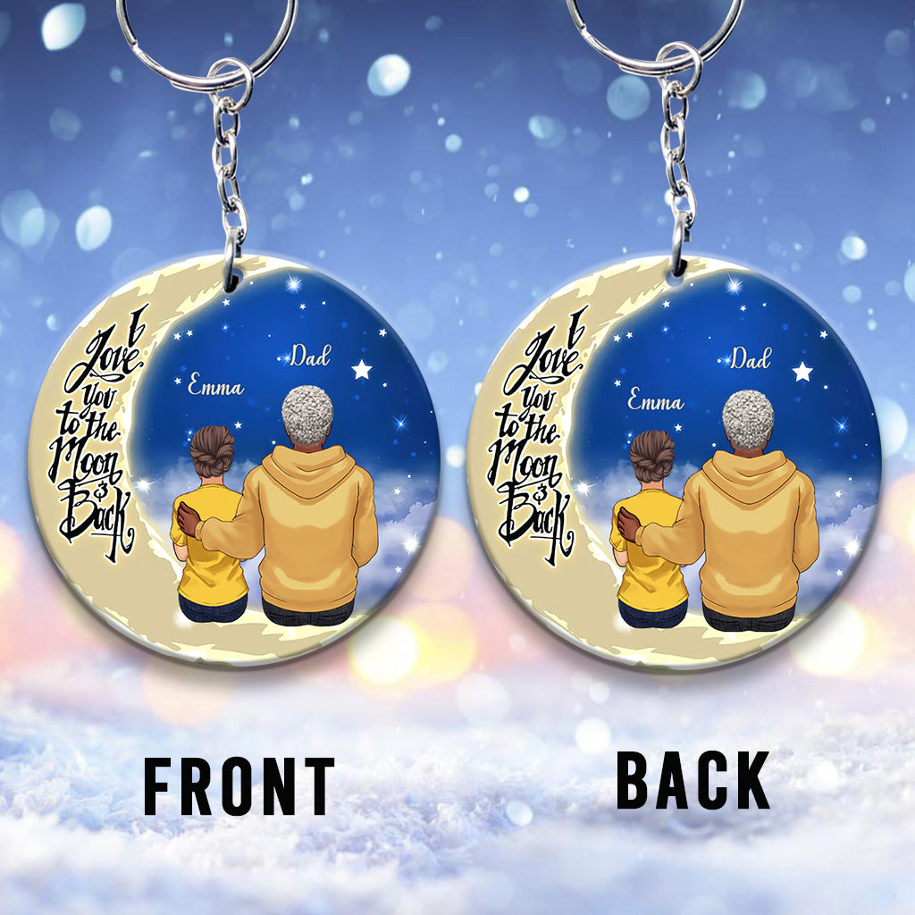 To The Moon And Back - Gift for grandma, mom, dad, grandpa - Personalized Keychain