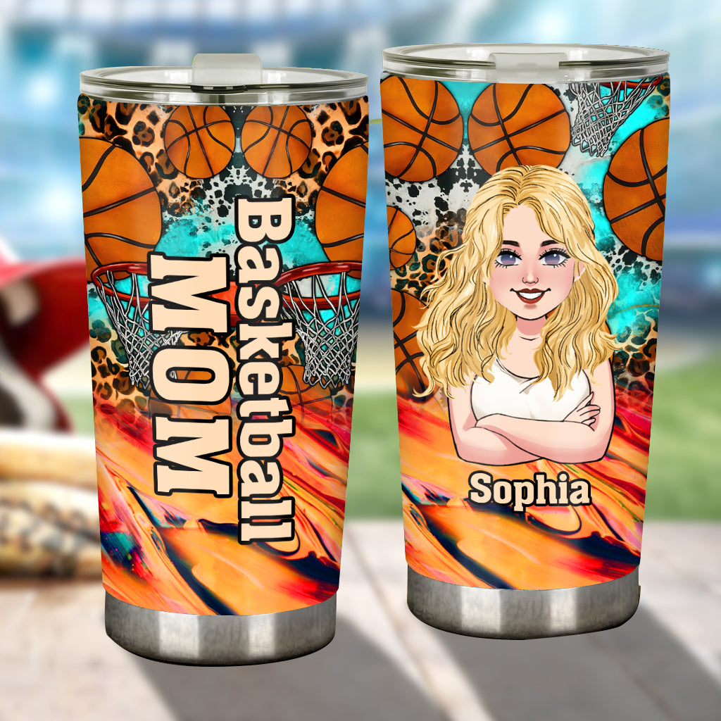 Basketball Mom Leopard - Personalisierter Basketball-Trinkbecher
