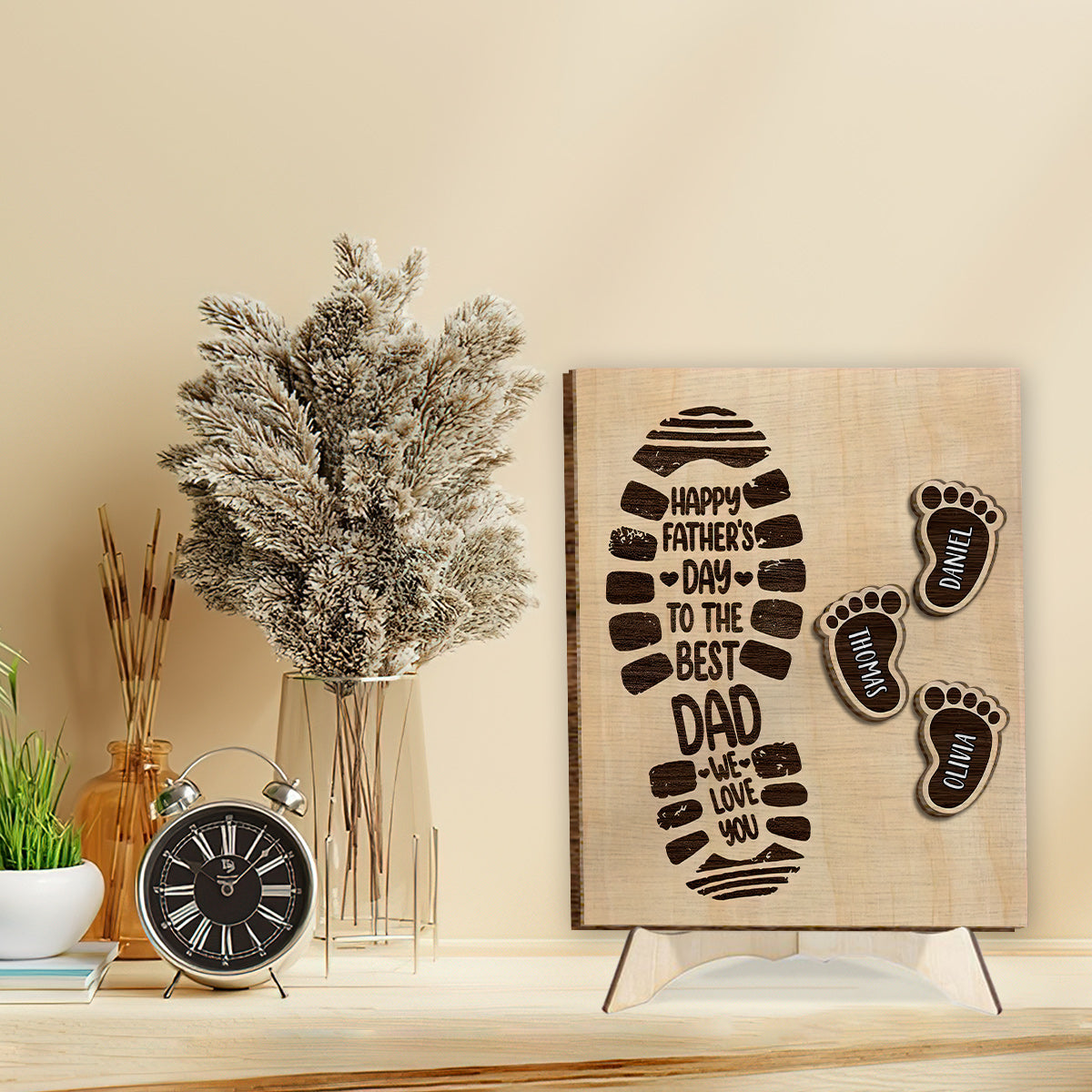 We Love You Dad - Personalized Father 2 Layered Wood Sign / Wood Plaque