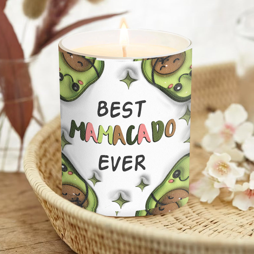 Das beste Mamacado aller Zeiten – Schwangerschaftsgeschenk für Ehefrau, Tochter, Freundin, Freundin – Personalisierte Kerze mit Holzdeckel