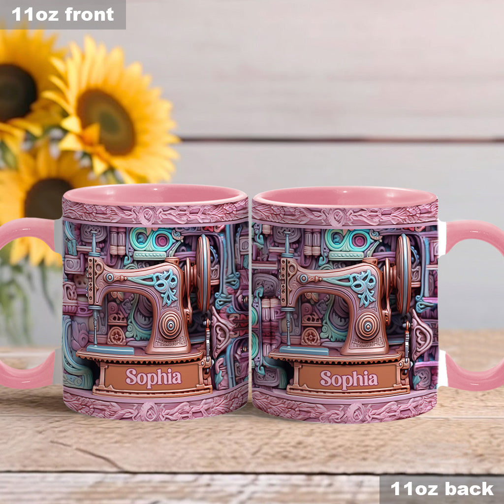 Nähbegeisterung – Personalisierte Tasse mit Nähmotiv