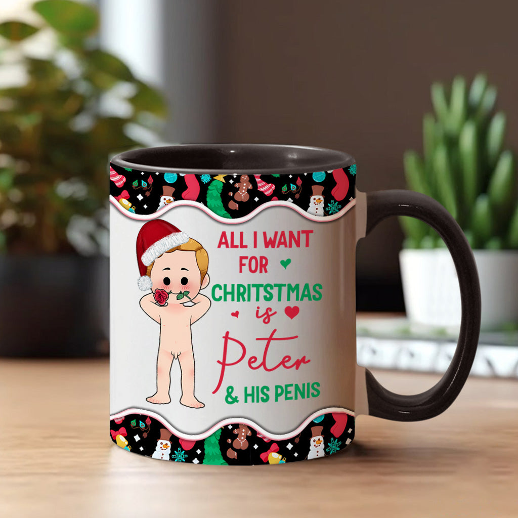 All I Want For Christmas - Personalized Couple Accent Mug