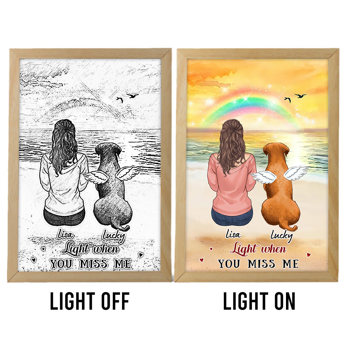 Lumière quand tu me manques - Cadre photo lumineux personnalisé pour chat