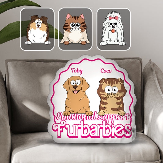 Emotional Support - Gift for dog lovers, cat lover - Personalized Shaped Pillow