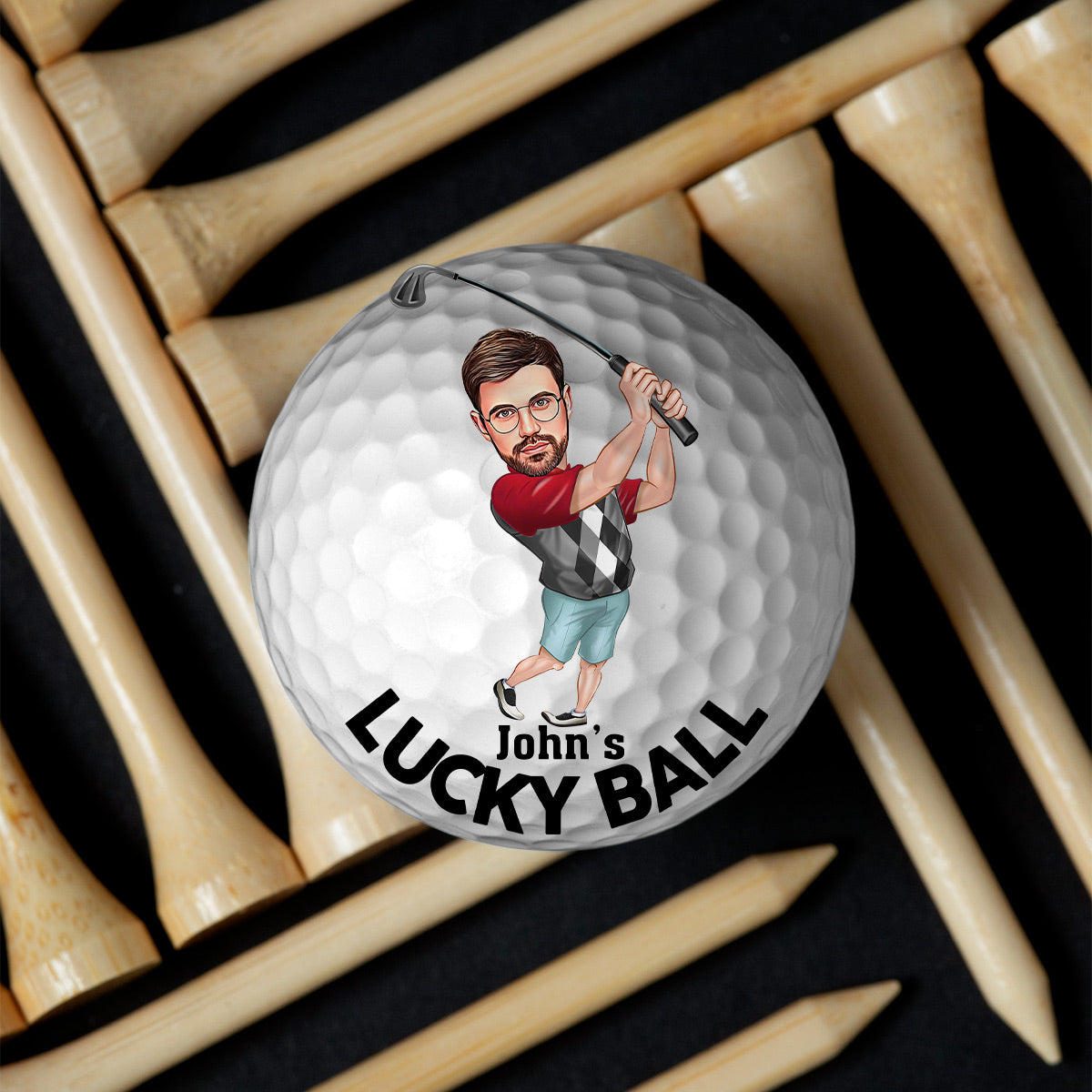 Balle porte-bonheur - Cadeau de golf pour papa, lui, grand-père, mari - Balle de golf personnalisée