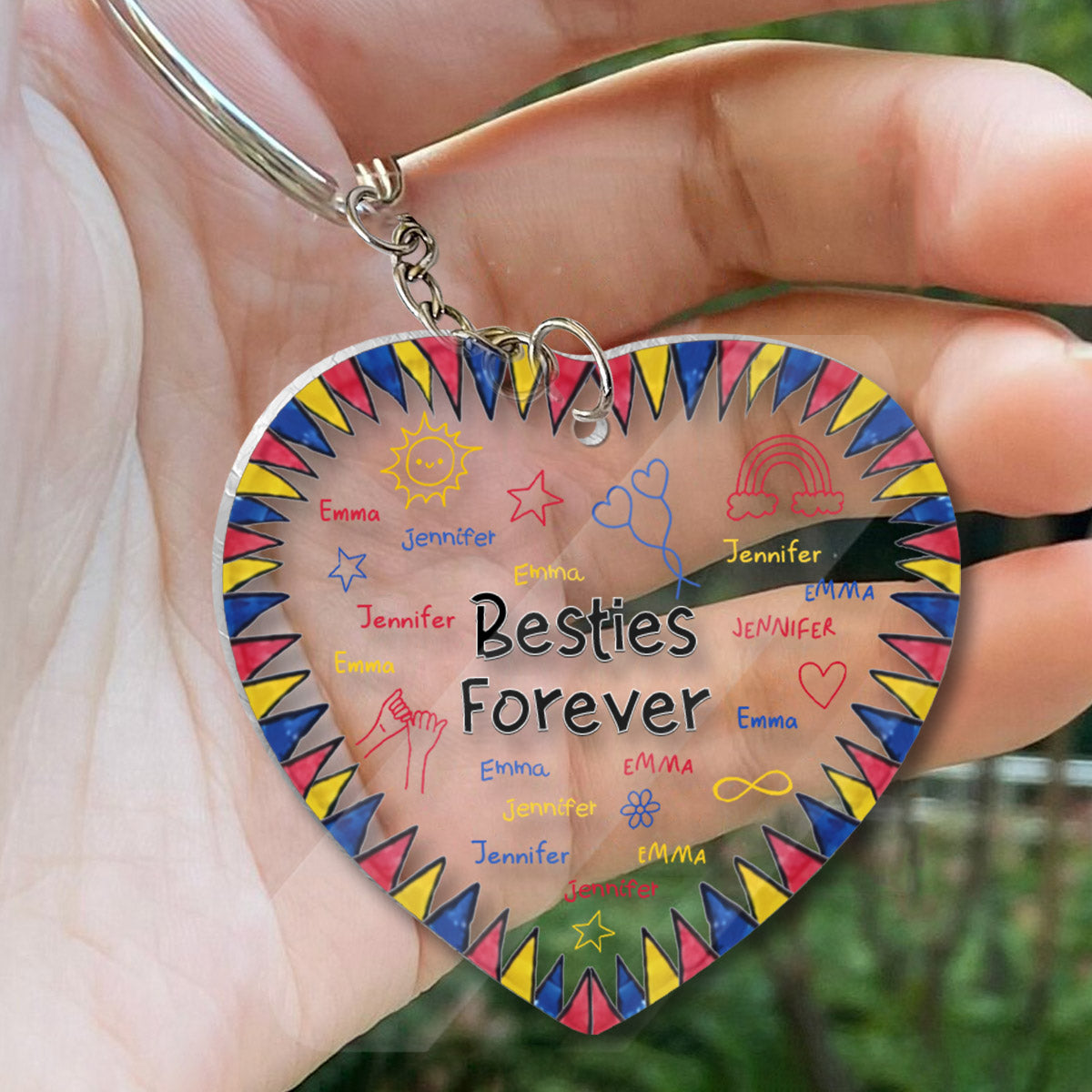 Für immer beste Freundinnen – Geschenk für die Freundin – Personalisierter transparenter Schlüsselanhänger