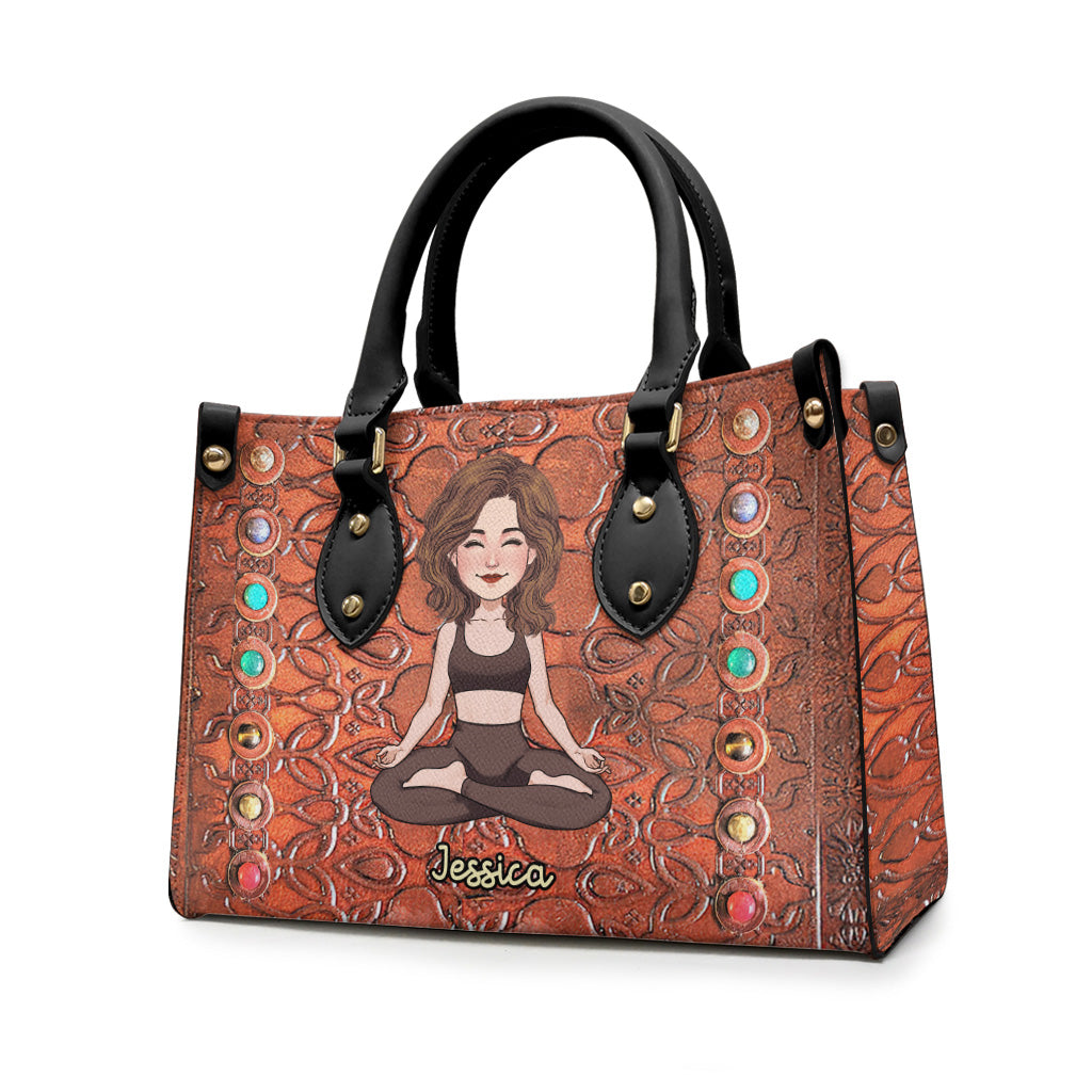 Namaste - Sac à main en cuir de yoga personnalisé