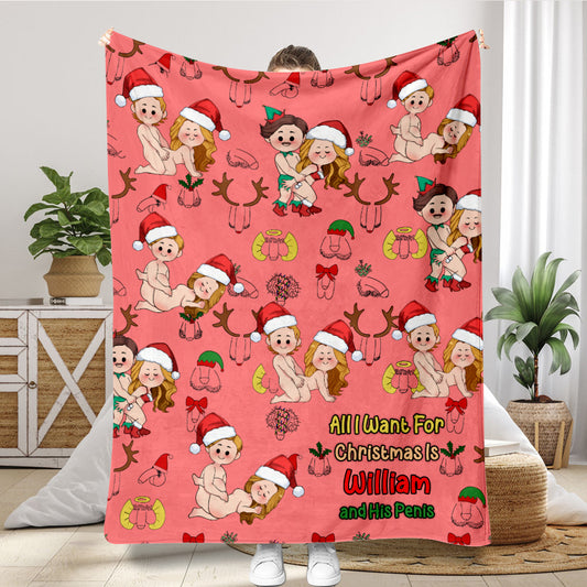 All I Want For Christmas - Personalized Couple Blanket