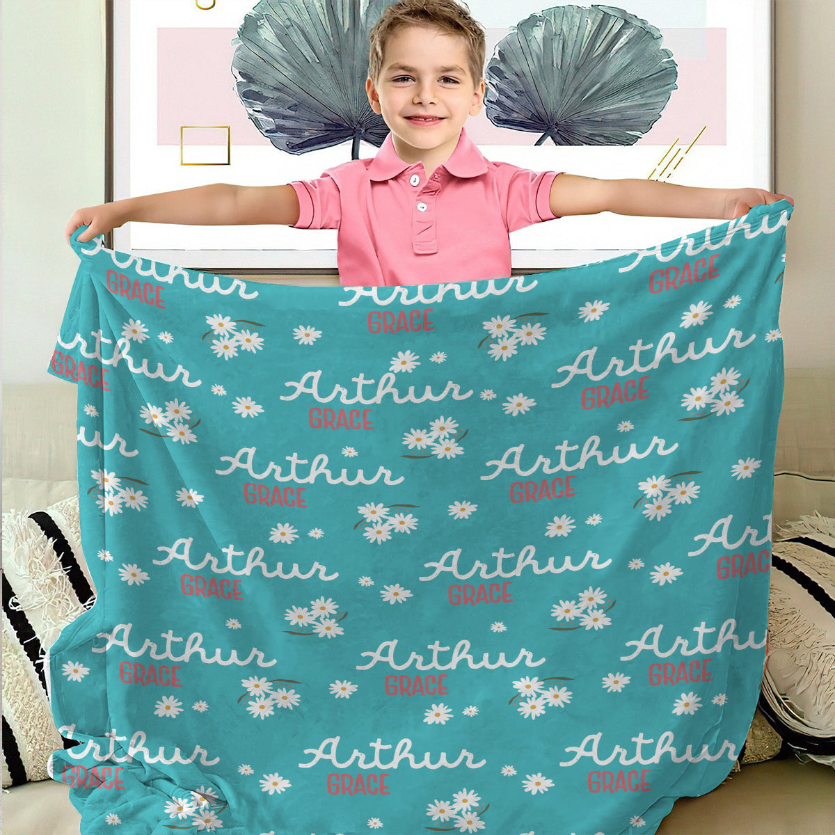 Daisy-Kinderdecke mit individuellem Namen - Personalisierte Kinderdecke