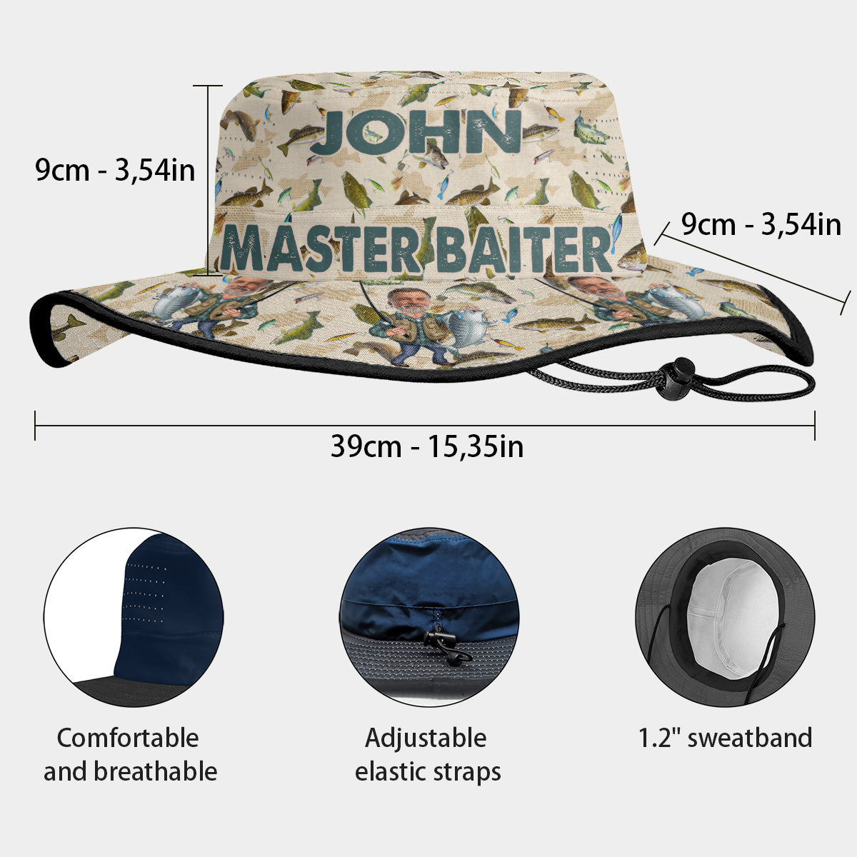 Chapeau de pêche personnalisé Master Baiter