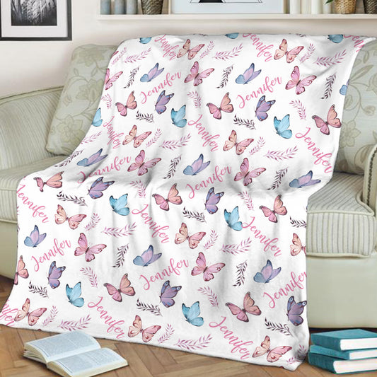 Butterfly Custom Name - Personalized Aunt Blanket