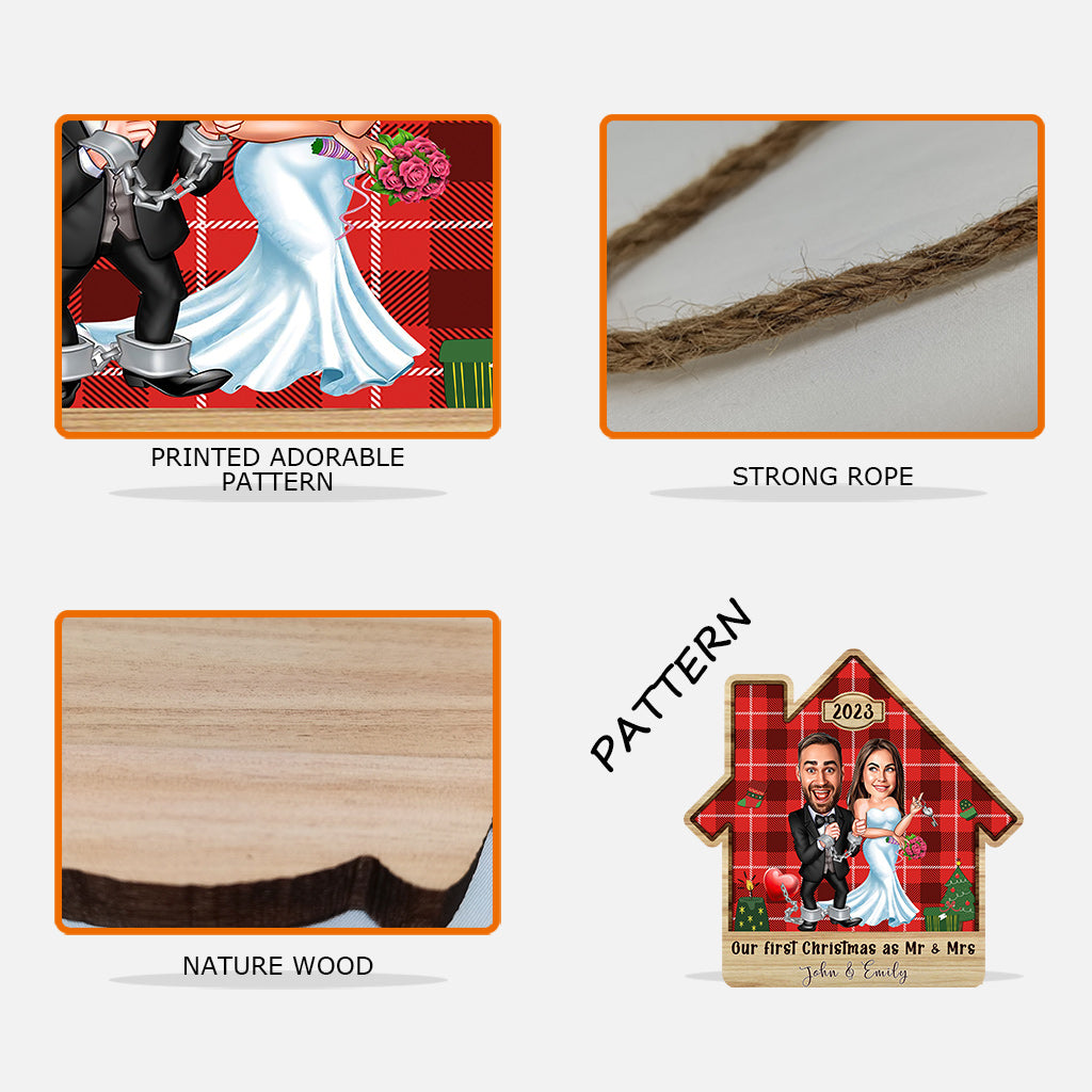 Our First Christmas - Personalized Husband And Wife Wood Sign