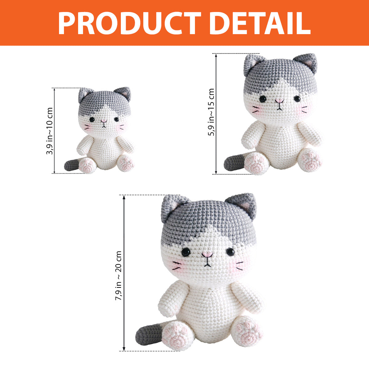 Gehäkelte Amigurumi-Katze – Geschenk für Katzenliebhaber – Personalisierte handgestrickte Puppe