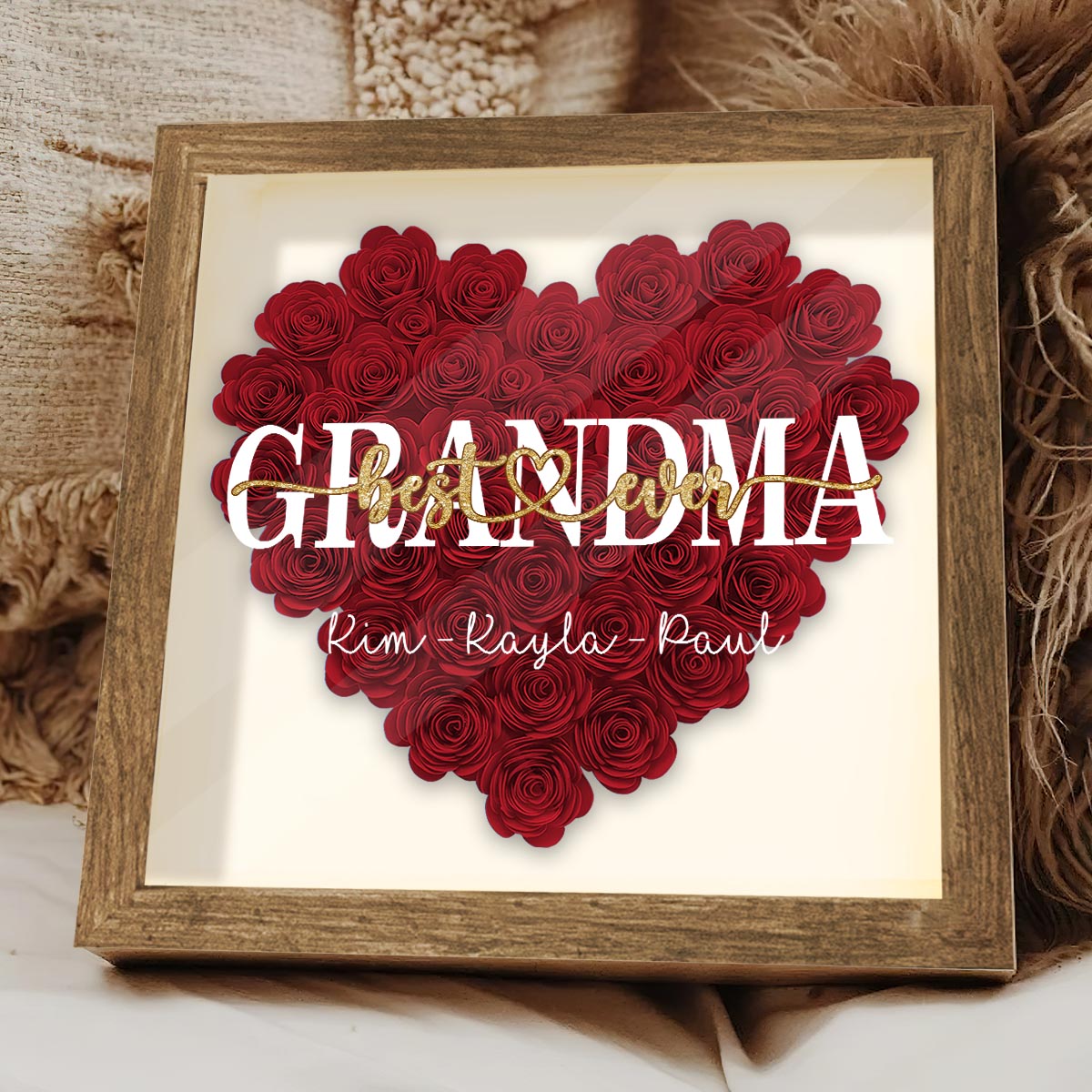 Best Mommy Ever - Gift for mom, grandma, grandpa, dad, aunt, sister - Personalized Flower Shadow Box