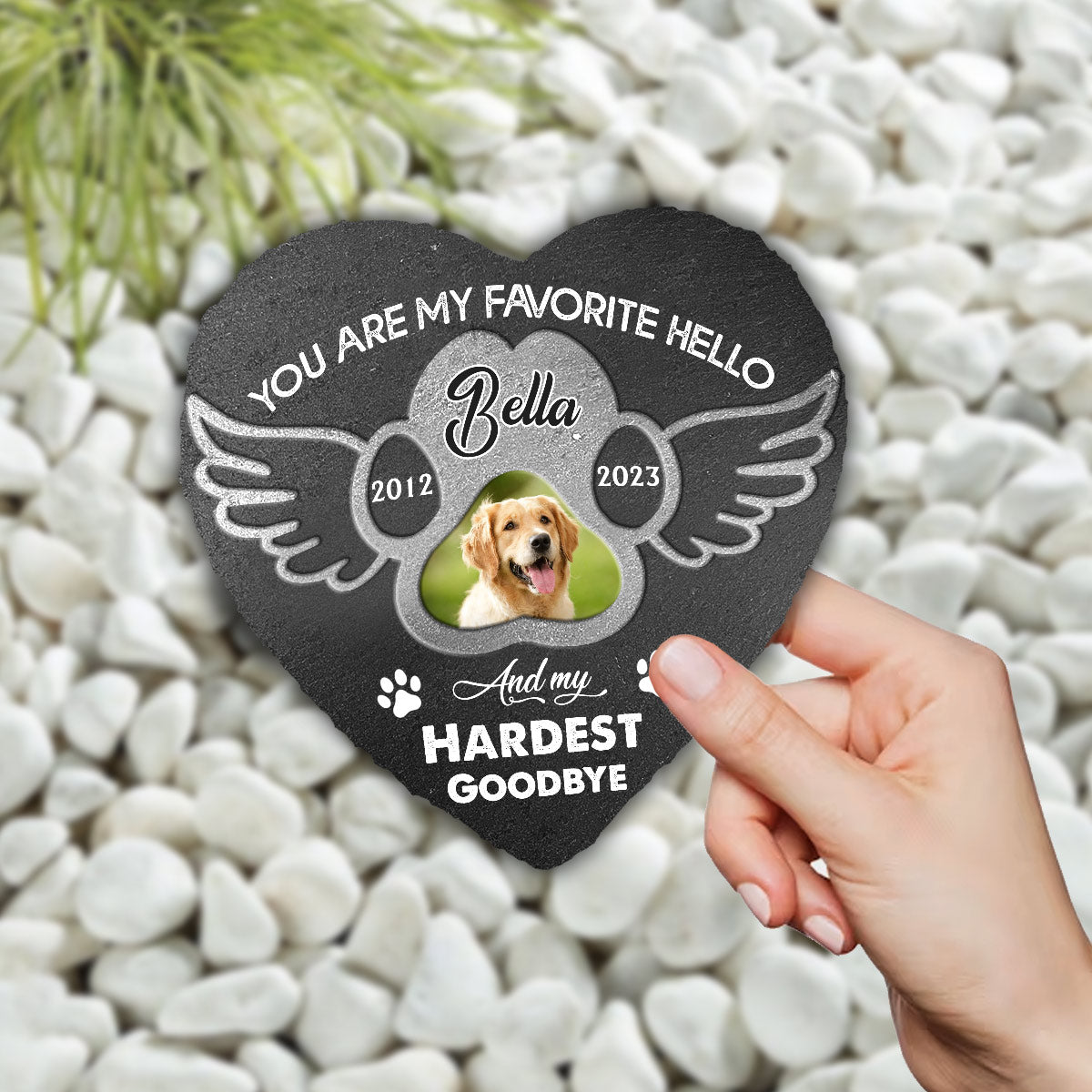Beste Freunde werden nie vergessen – personalisierter herzförmiger Stein für Hunde