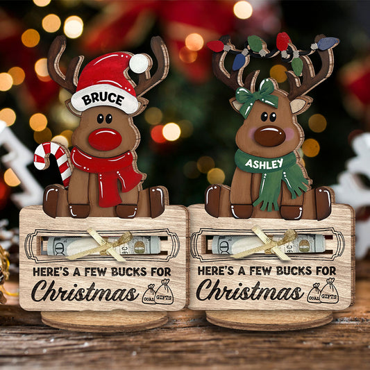 Here's A Few Bucks For Christmas - Personalized Family Freestanding Wood Plaque