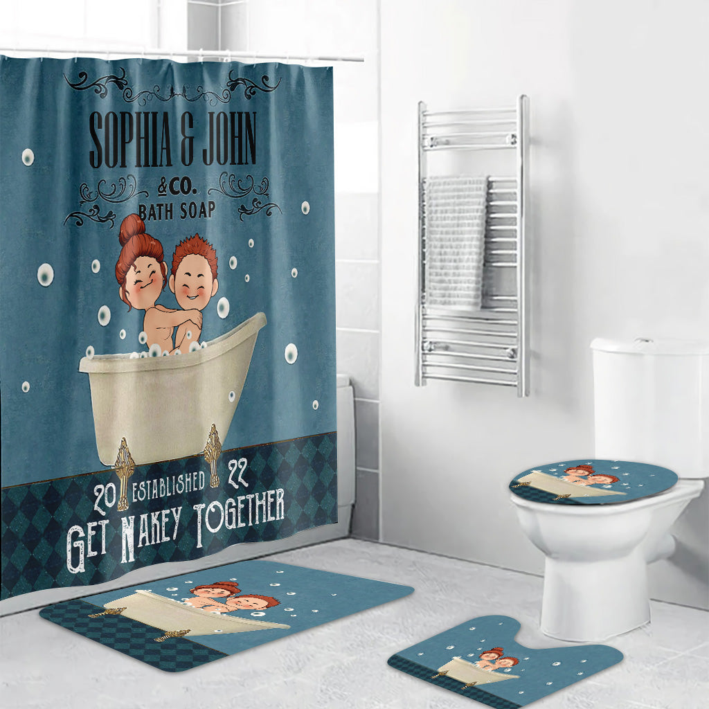 Get Nakey - Personalized Couple Bathroom Curtain & Mats Set