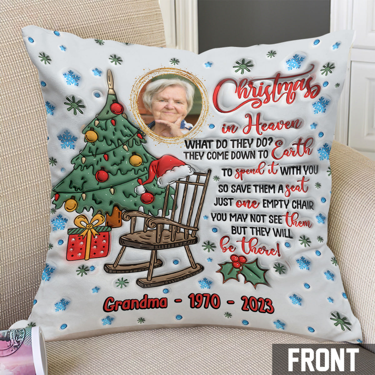 Christmas In Heaven - Memorial gift for loss of - Personalized Throw Pillow