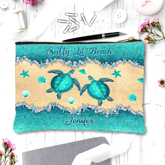 Salty Lil' Beach - Personalized Turtle Pouch