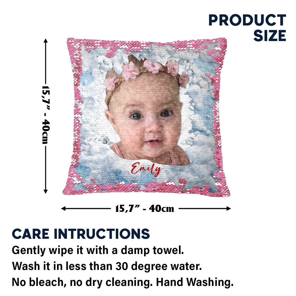 Mes enfants - Housse de coussin à sequins personnalisée pour enfant 