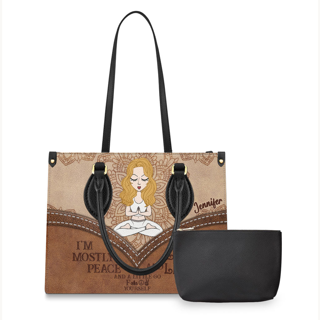 Je suis surtout la paix - Sac à main de yoga personnalisé en cuir