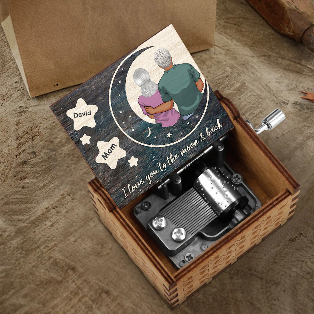 I Love You - Gift for mom, daughter, son, granddaughter, grandson, grandma - Personalized Hand Crank Music Box