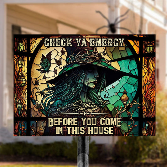 Check Ya Energy - Personalized Witch Rectangle Metal Sign
