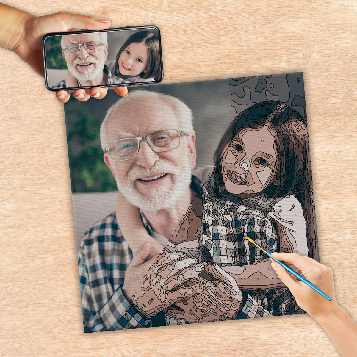 Kit de peinture par numéros personnalisé avec photo - Grand-père