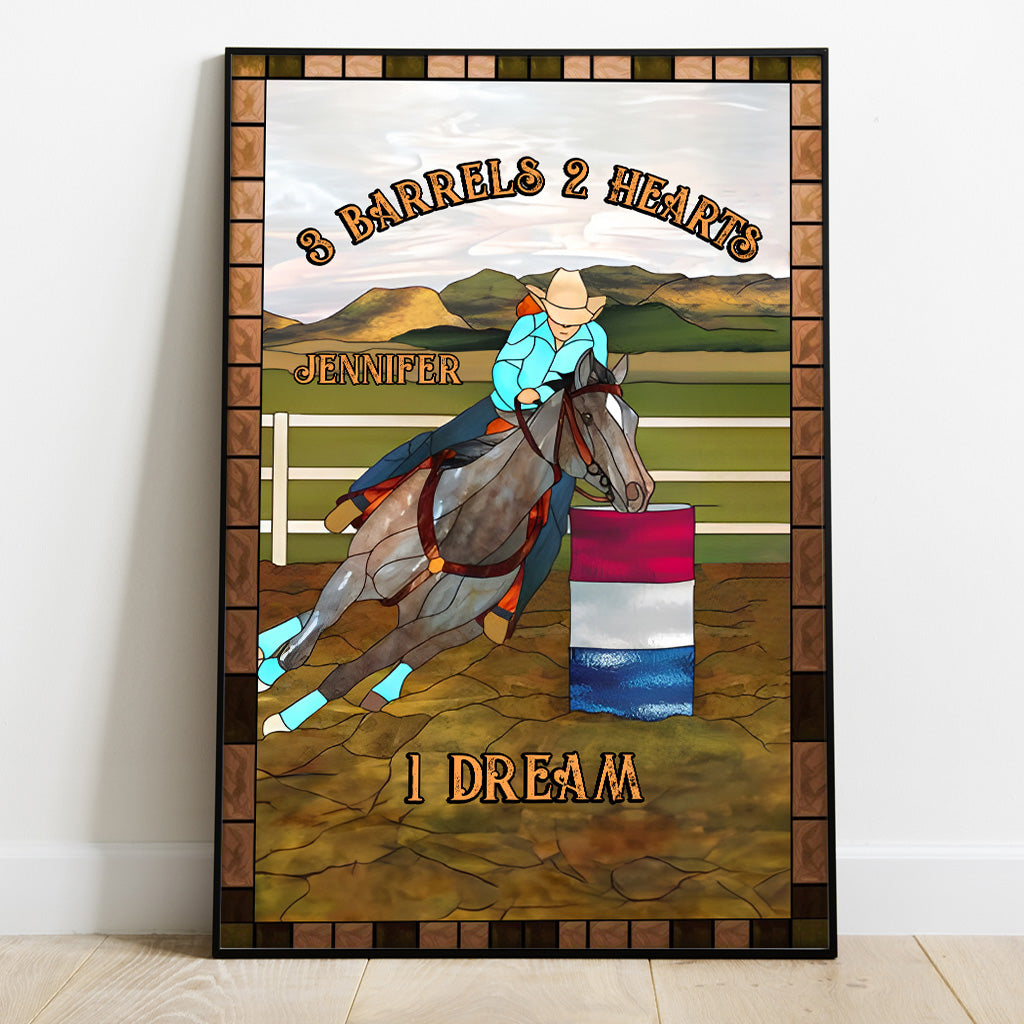 3 Barrels 2 Hearts 1 Dream - Personalized Horse Canvas And Poster