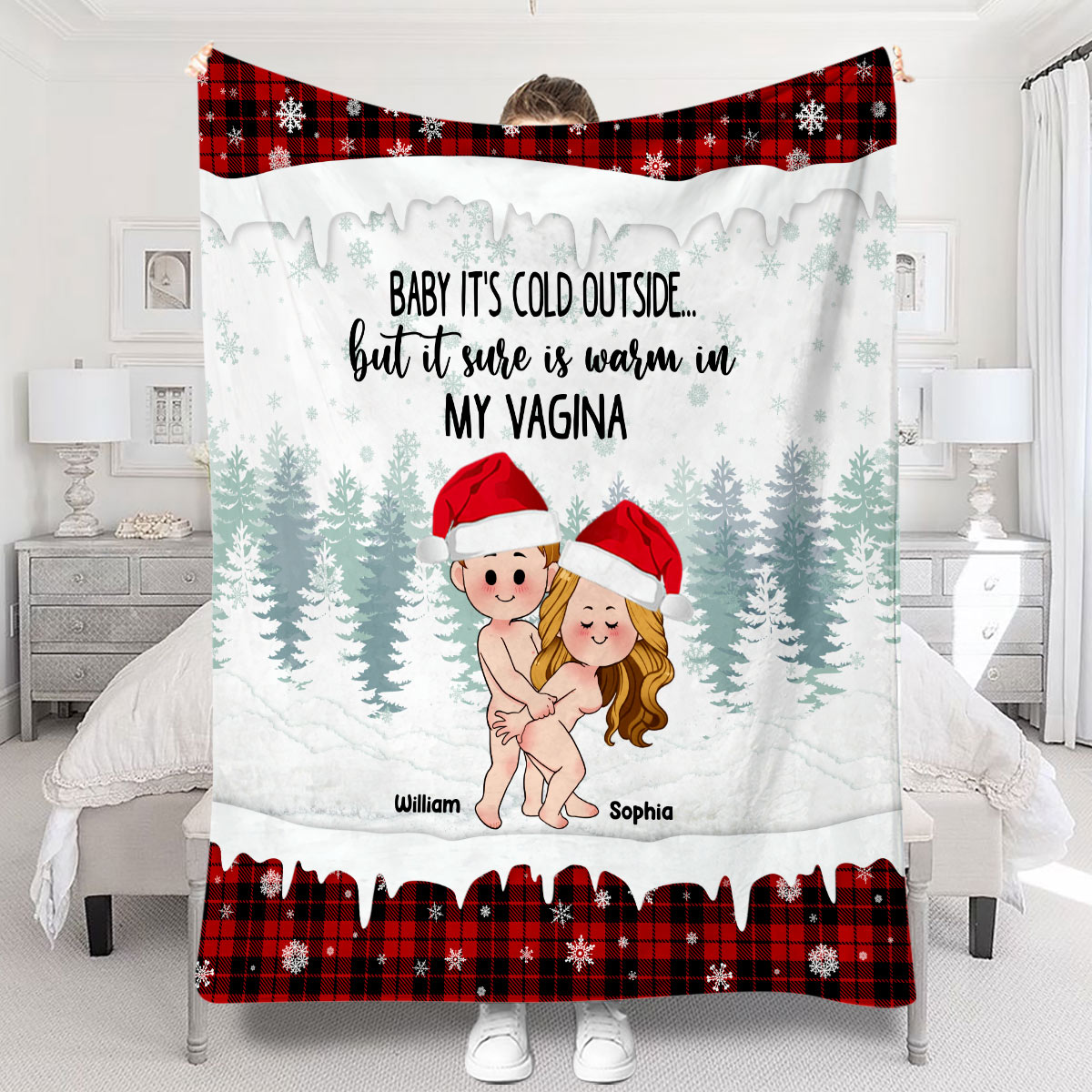 Baby It's Cold Outside - Personalized Couple Blanket