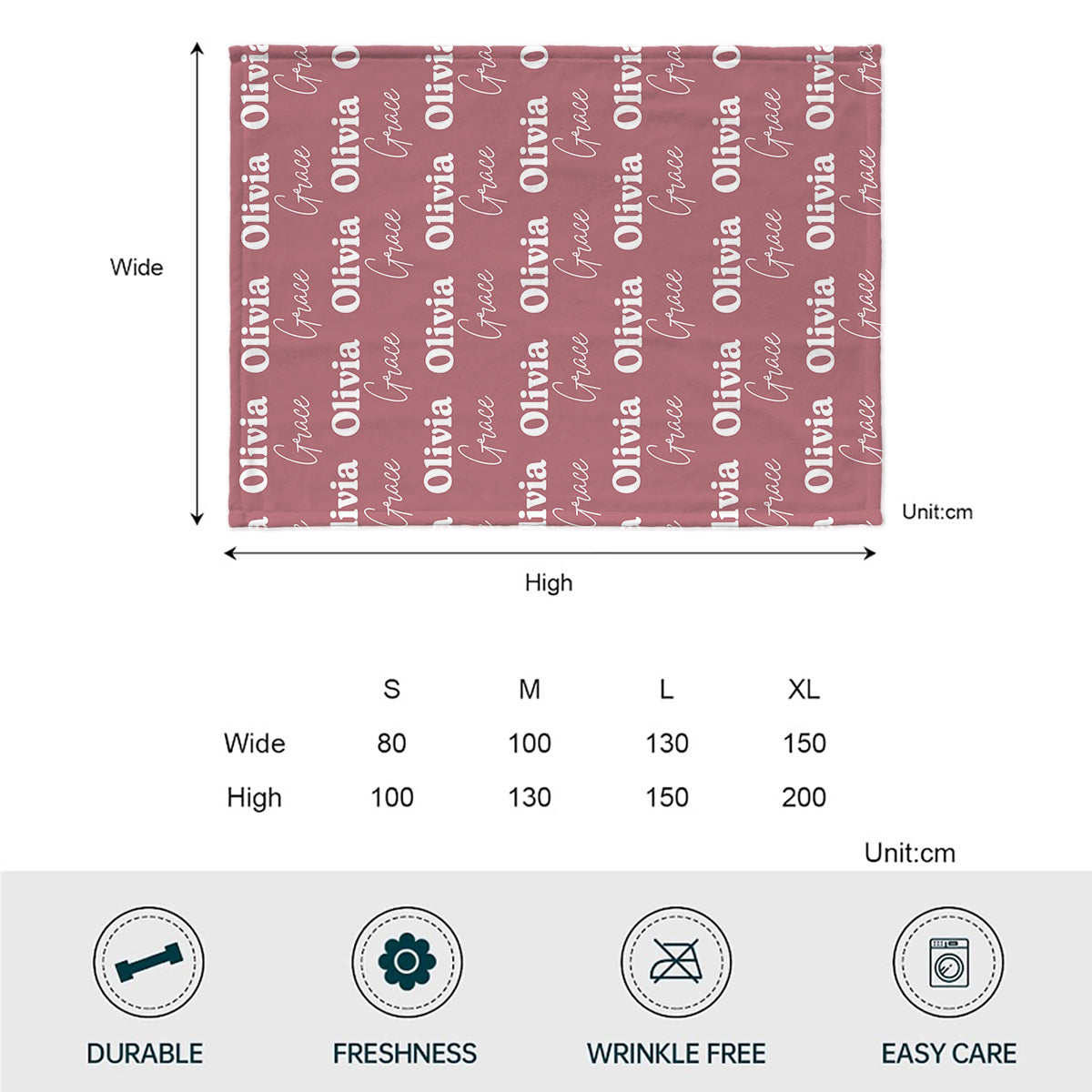 Couverture personnalisée pour tante - Motif avec nom