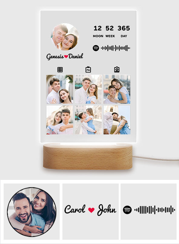 Couple Photo Collection - Personalized Couple Shaped Plaque Light Base