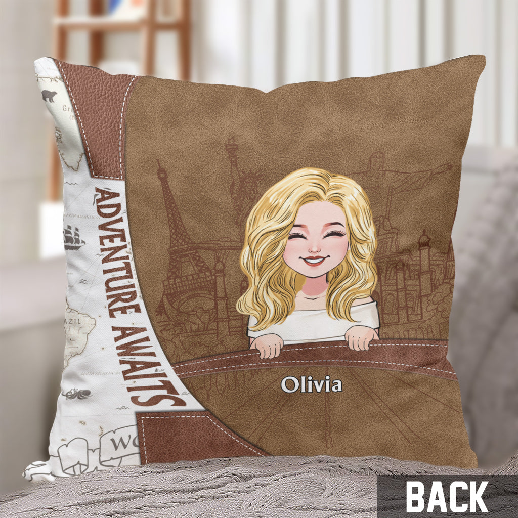 Adventure Awaits - Personalized Travelling Throw Pillow