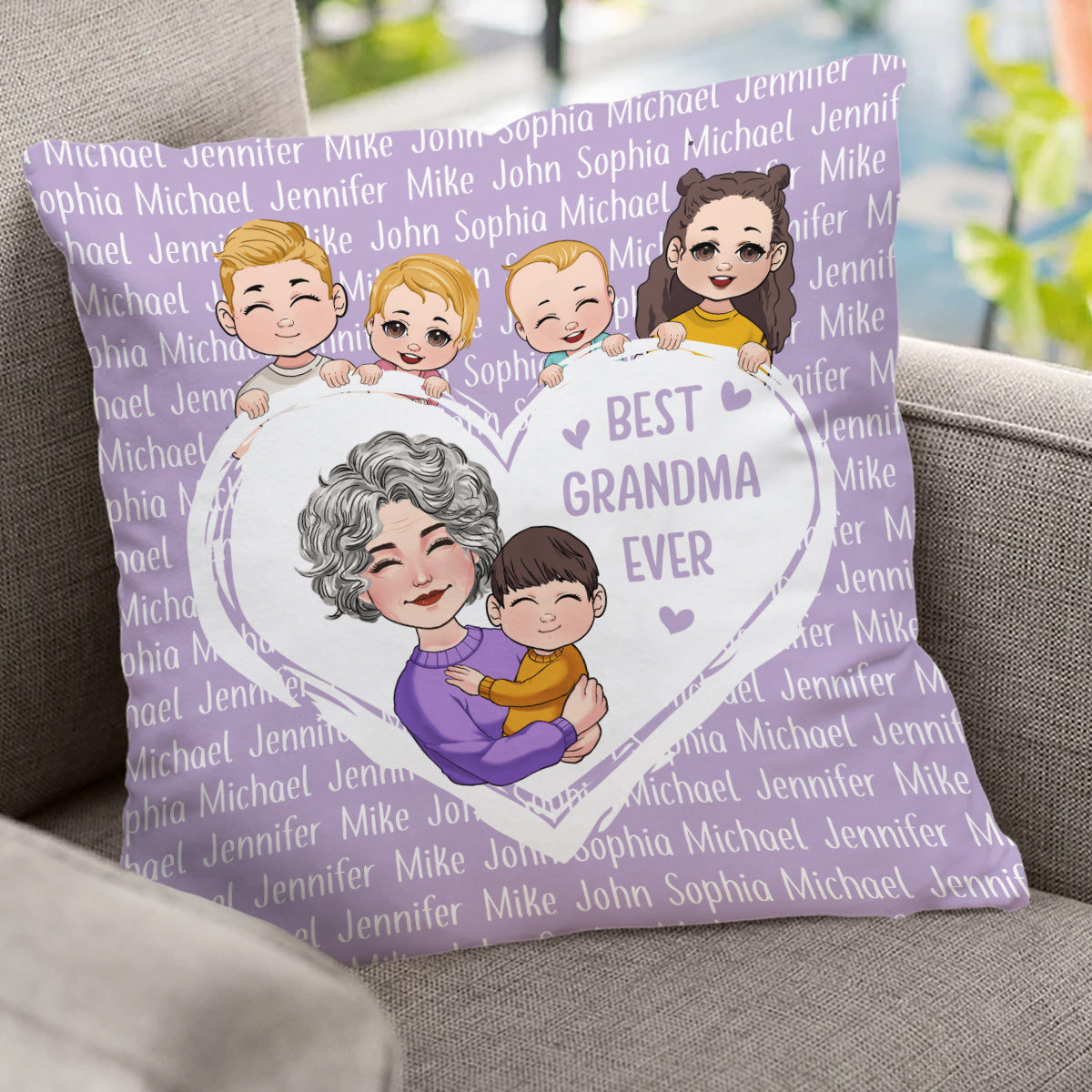 Oma/Nana/Gigi, wir lieben dich – personalisiertes Oma-Kissen