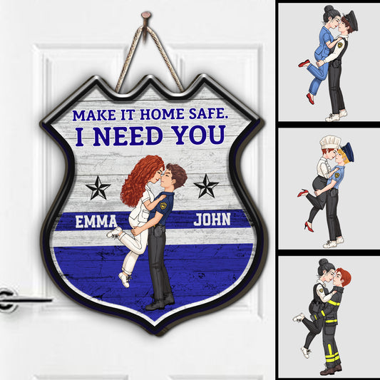 Make It Home Safe - Personalized Couple Custom Shaped Wood Sign