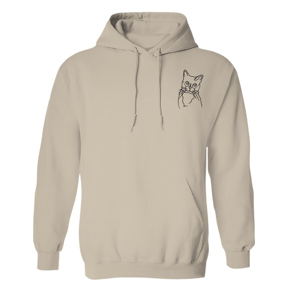 Custom Line Art - Personalized Cat Embroidered Hoodie
