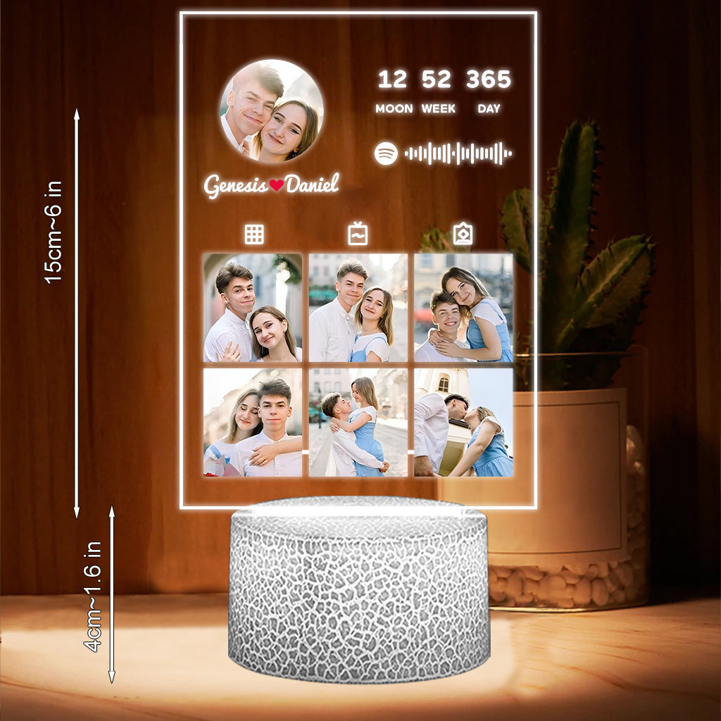 Couple Photo Collection - Personalized Couple Shaped Plaque Light Base