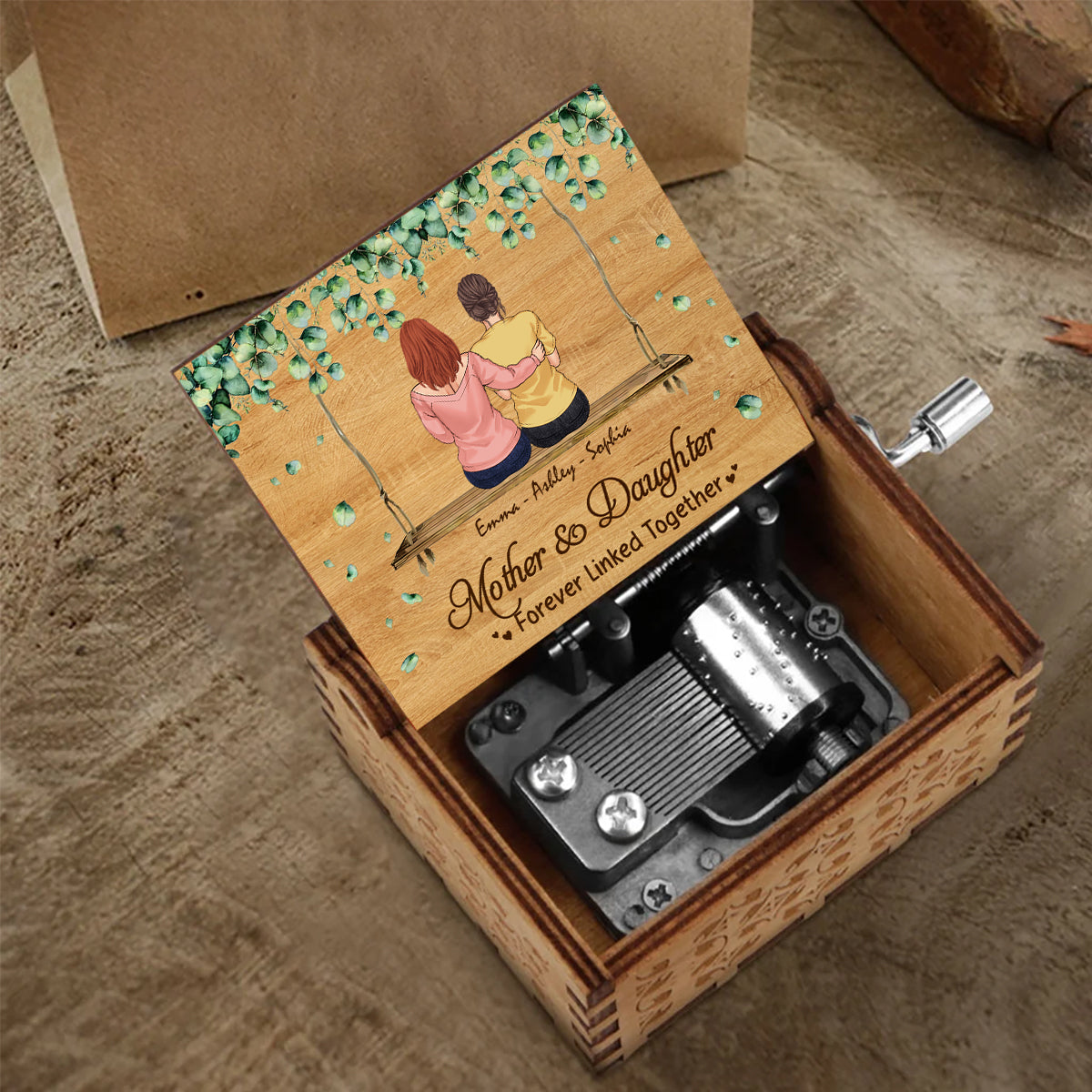 Mother And Daughter - Personalized Mother Hand Crank Music Box