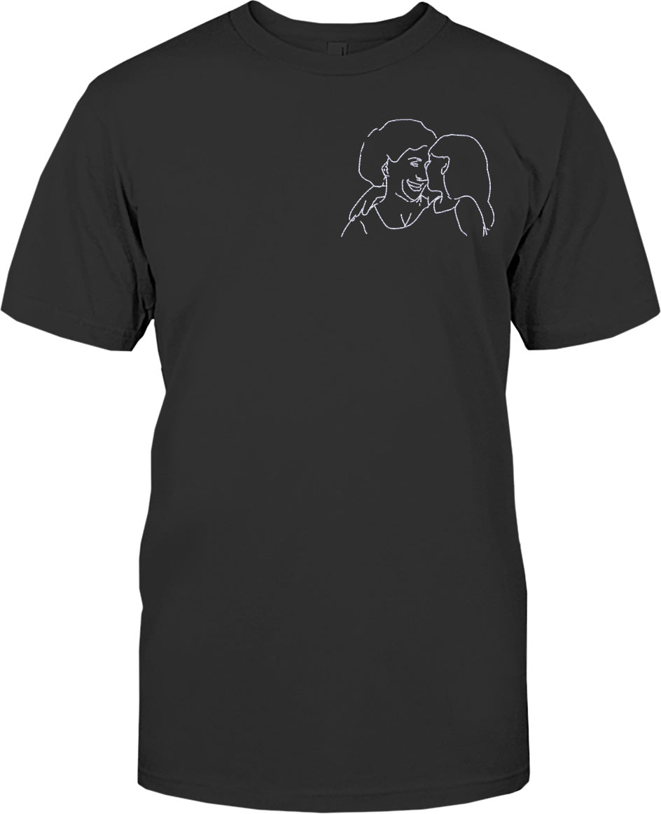 T-shirt brodé personnalisé « Grand-mère » avec motif au trait