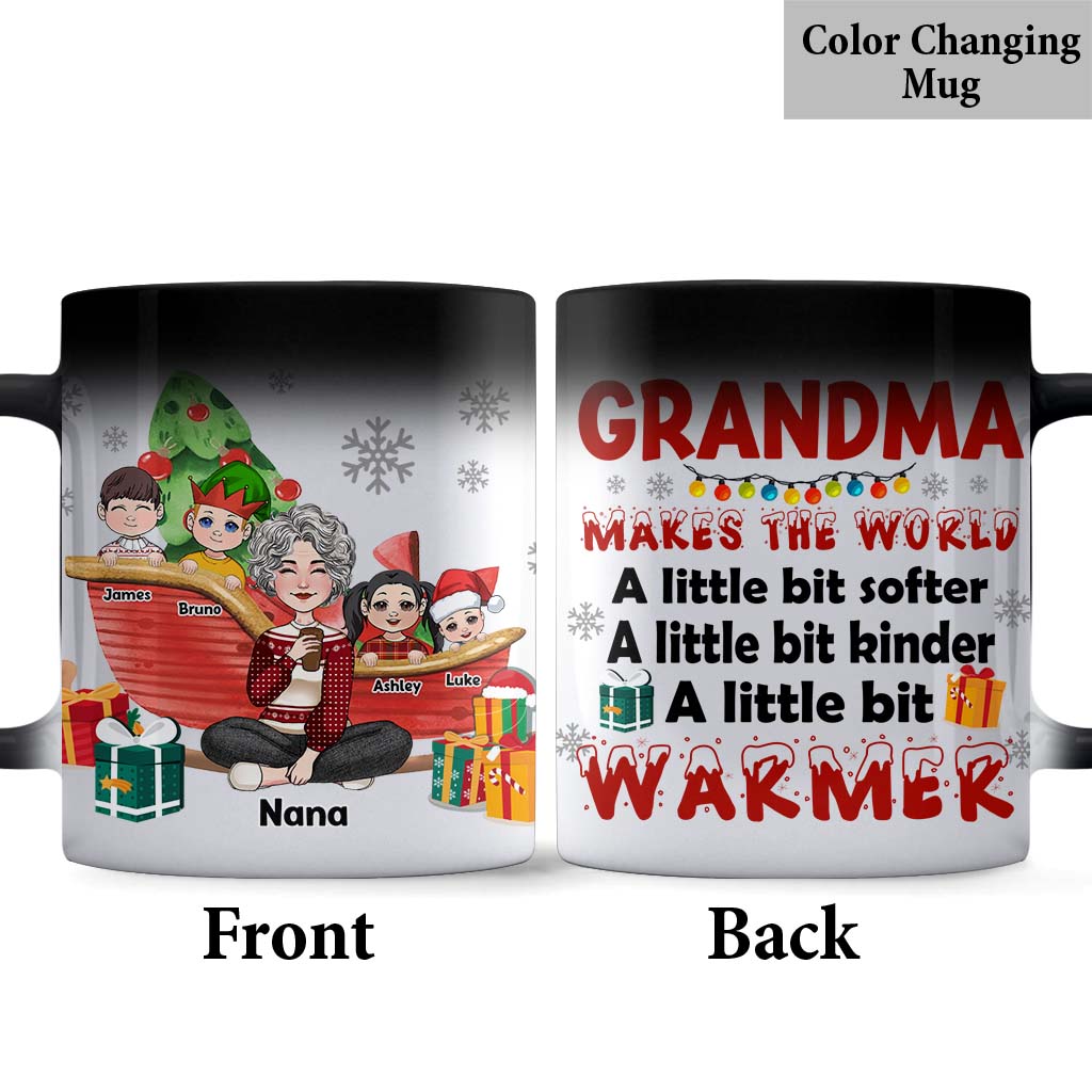 Oma macht die Welt wärmer – personalisierte Oma-Tasse