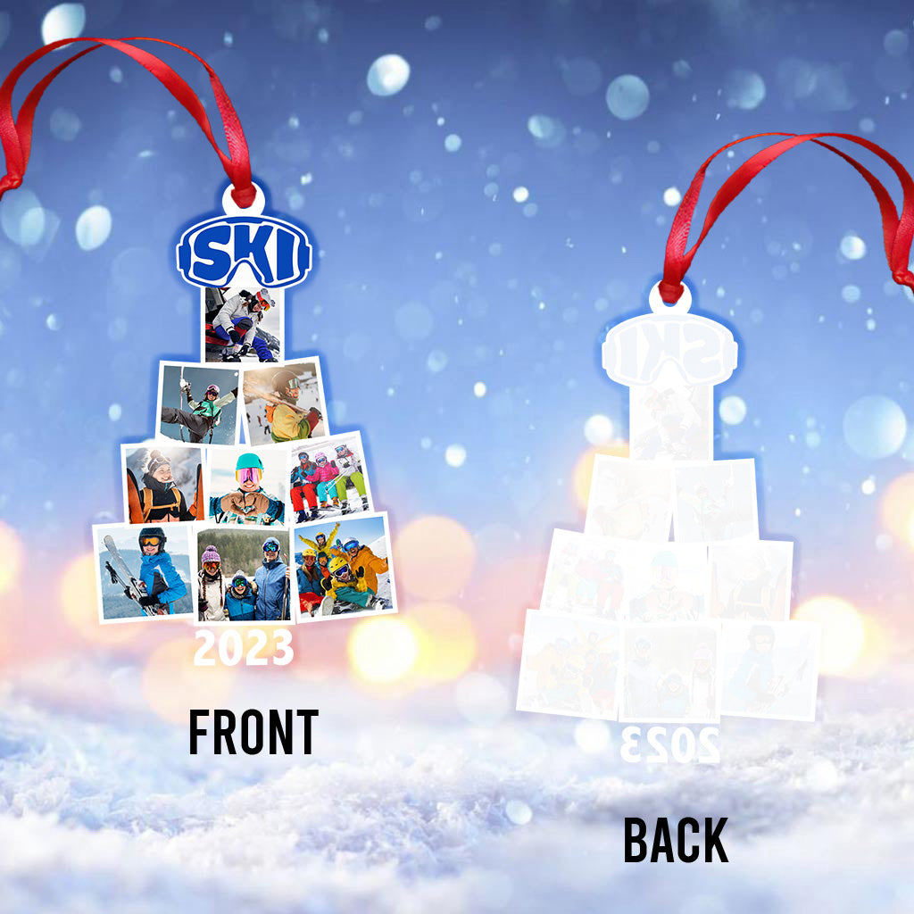 Merry Christmas - Personalized Skiing Transparent Ornament