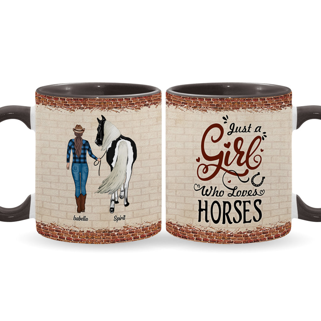 Mug personnalisé « Juste une fille qui aime les chevaux » avec motif cheval