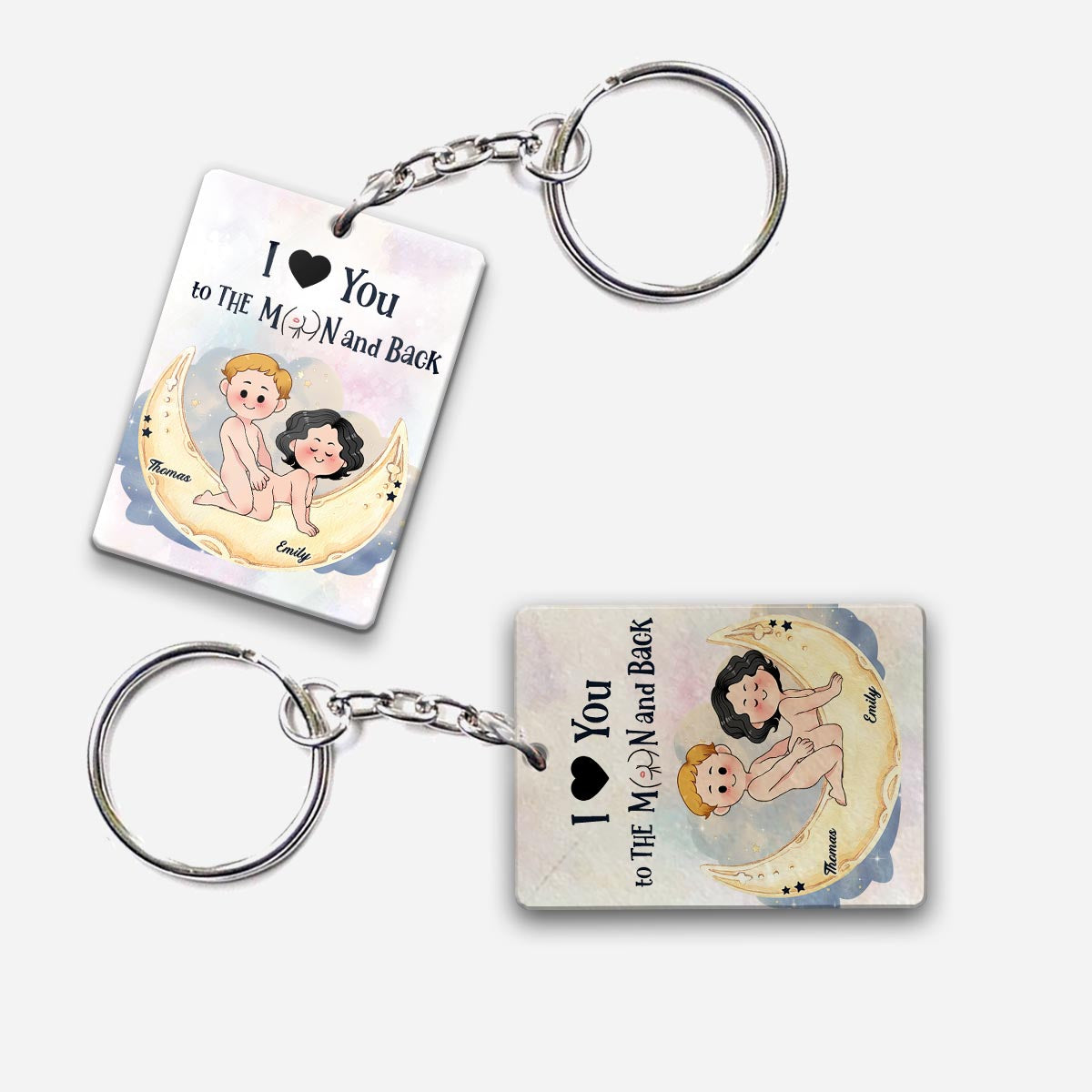 Love You To The Moon And Back - Personalized Couple Keychain